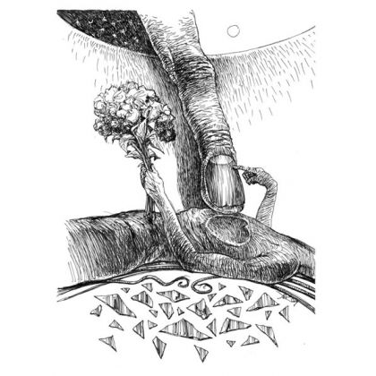 List o pękniętej strunie, Krzysztof Krawiec, rysunki tech.mieszana